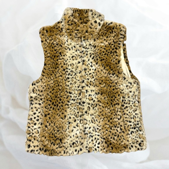 Jackets & Blazers - Leopard Print Faux Fur Vest M Y2K Animal Print Vibes Winter Sleeveless